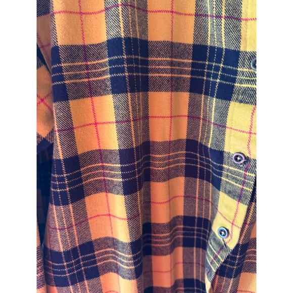 Wild Fable Womens Flannel Shirt Yellow Black Plaid Button‎ Down Long Sleeve - Picture 3 of 4
